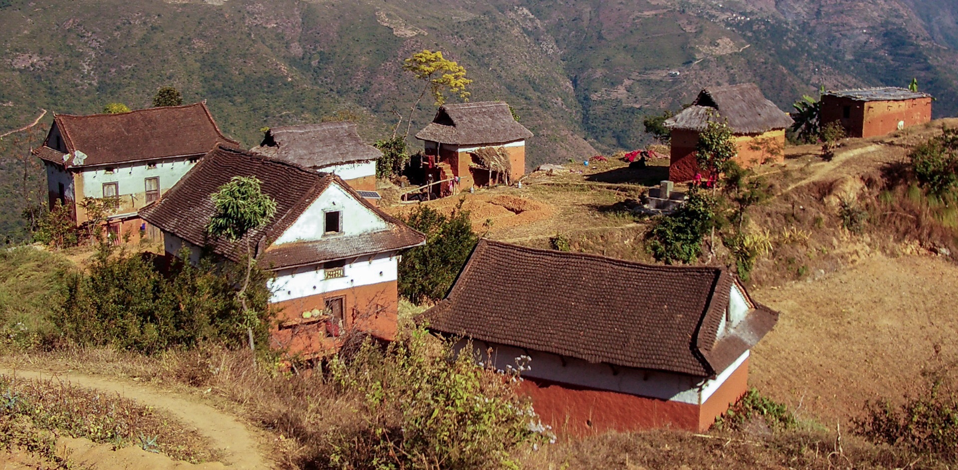 रातोमाटो र कमेरोले पोतिन छोडे गाउँका घर