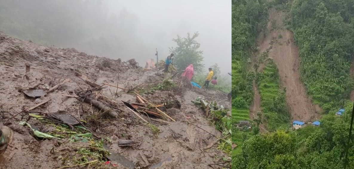 बागलुङमा पहिरोमा चार घर पुरिए, एकजनाको मृत्यु