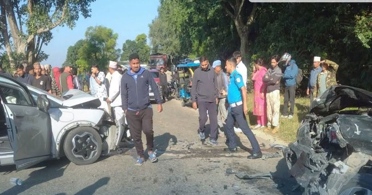 बाँकेमा दुई कार ठोक्किए : एकजनाको मृत्यु, ६ घाइते