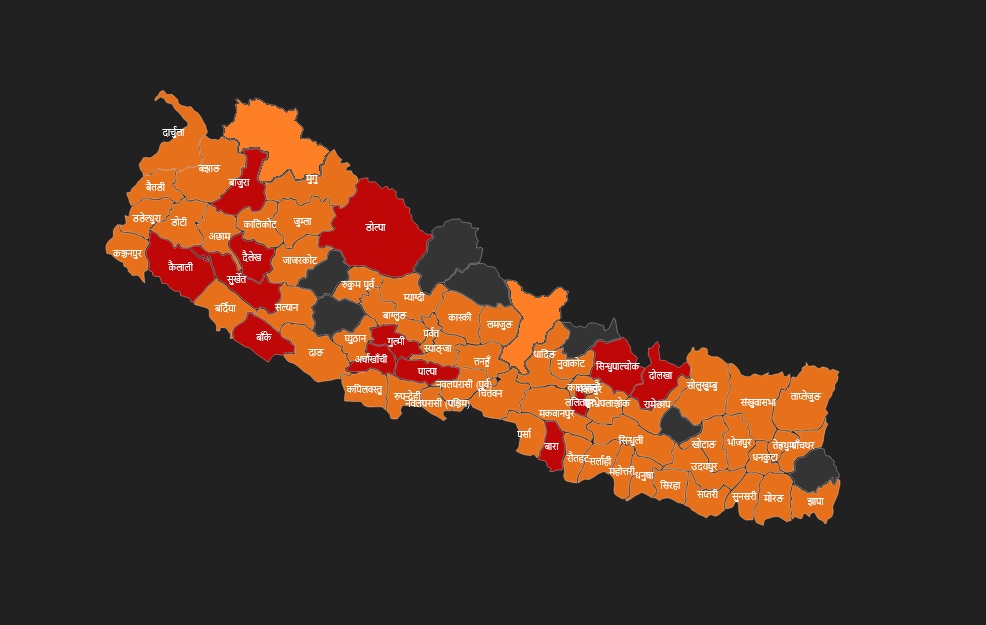 नेपालमा ७० जिल्लामा फैलियो कोरोना, यी हुन् सुरक्षित ७ जिल्ला