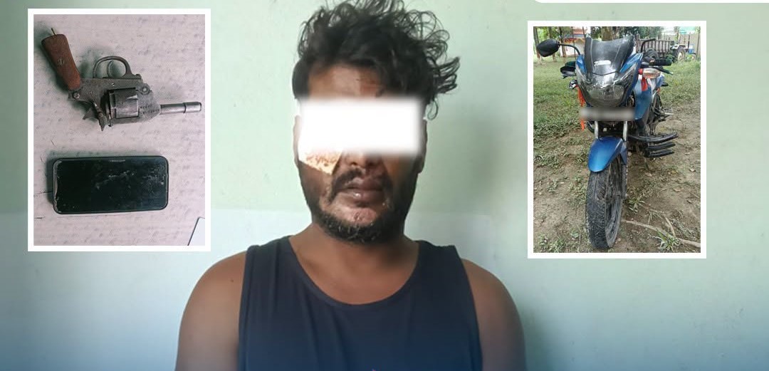 मोटरसाइकल दुर्घटनामा परेका चालक पेस्तोलसहित पक्राउ