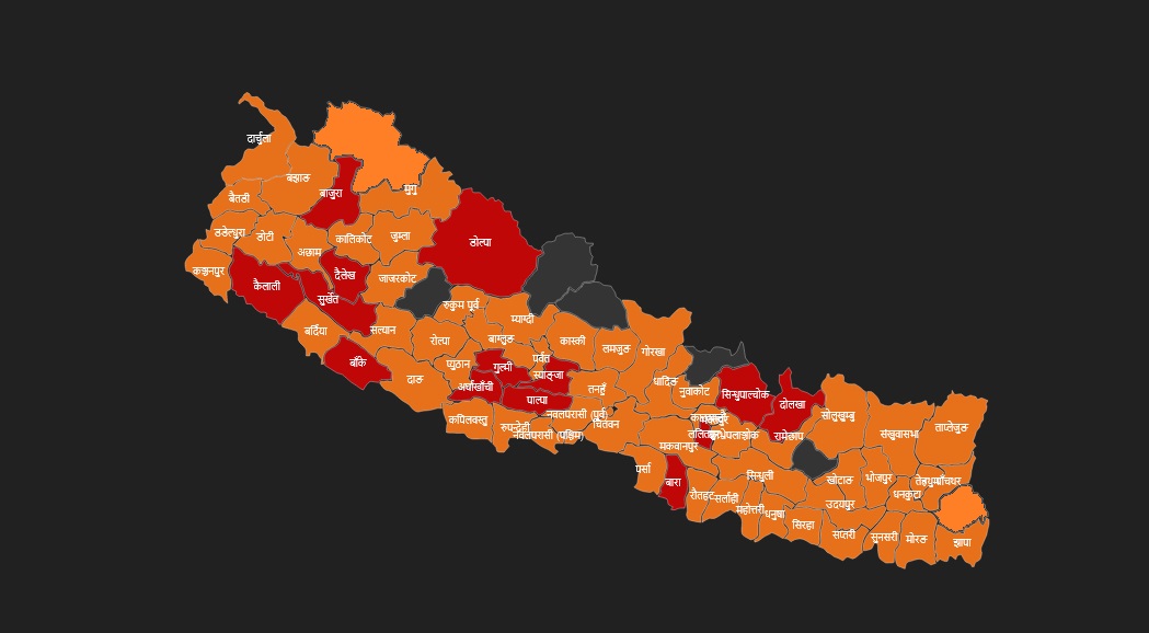 ७२ जिल्लामा फैलियो कोरोना संक्रमण, यी हुन् सुरक्षित ५ जिल्ला