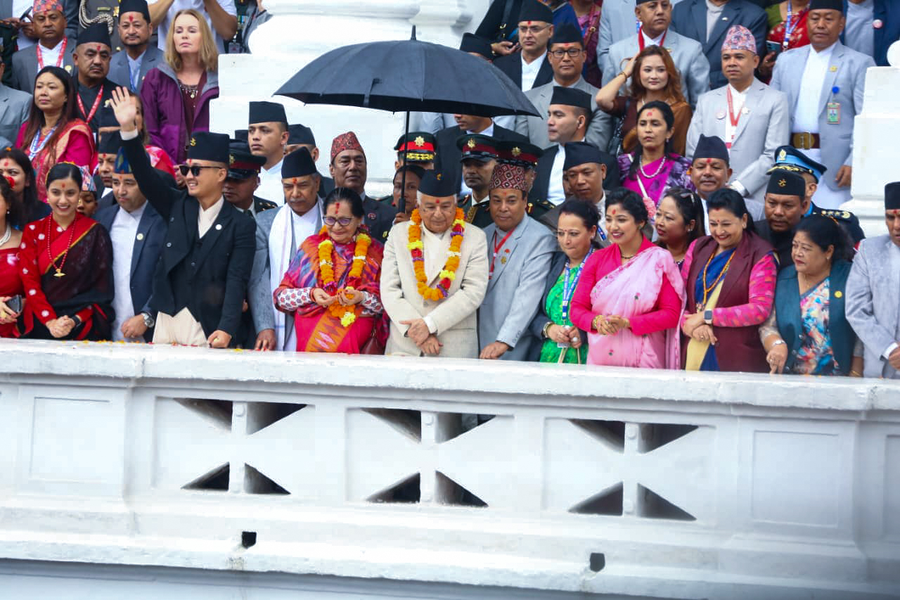 राष्ट्रपति पौडेलद्वारा वसन्तपुर पुगेर इन्द्रजात्राको अवलोकन, जुद्ध सालिकबाट हिँडेर पुगे गद्दी बैठक